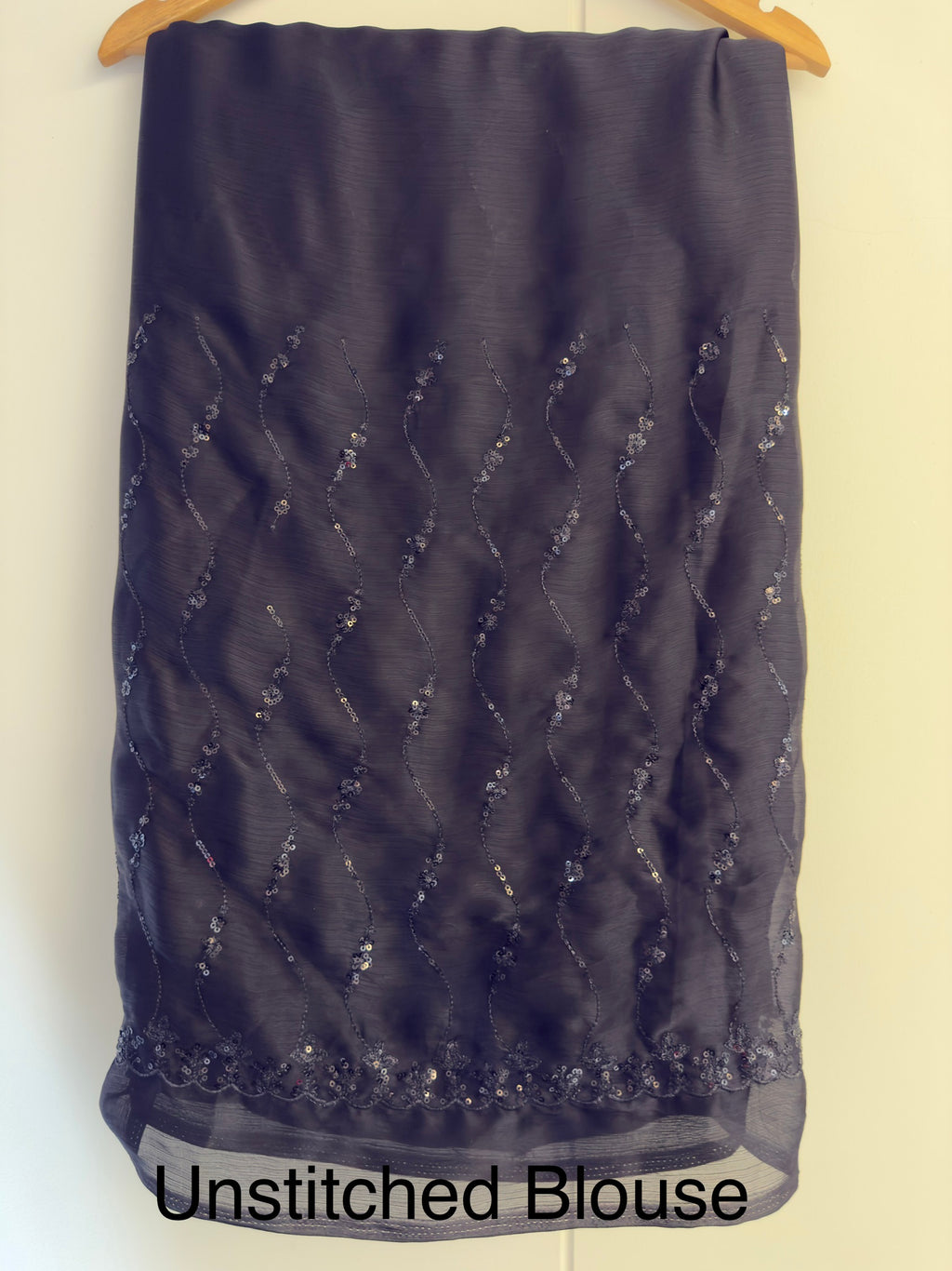 "Black Diamond" Sequin Embroidered Satin Chiffon Saree