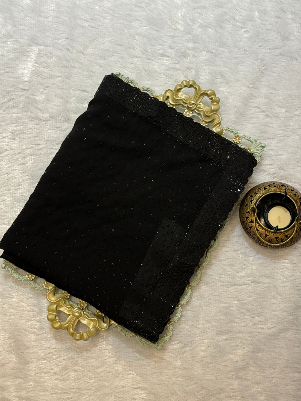 "Black Diamond" Swaroski Embellished Georgette Saree