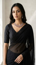 "Black Diamond" Swaroski Embellished Georgette Saree